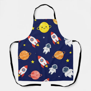 Cute Space Explorer Kids Pattern Apron