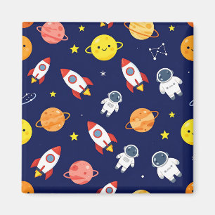 Cute Space Explorer Kids Pattern Magnet