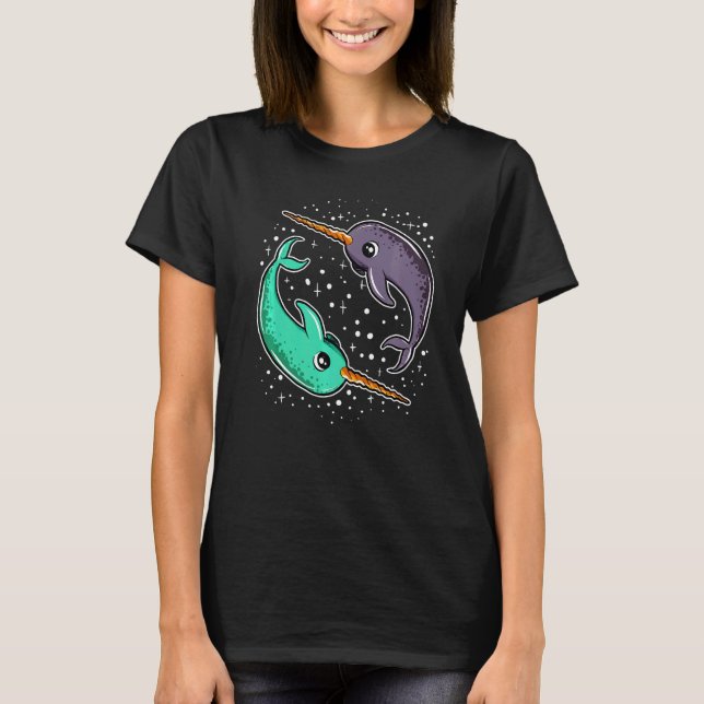 Cute Space Narwhals Narwhal  Outerspace T-Shirt (Front)