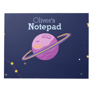 Cute Space Outer Solar System Personalised Name Notepad