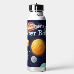 Cute Space Outer Solar System Personalized Name Water Bottle