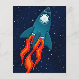 Cute Space Rocket and Outer Space Design Flyer