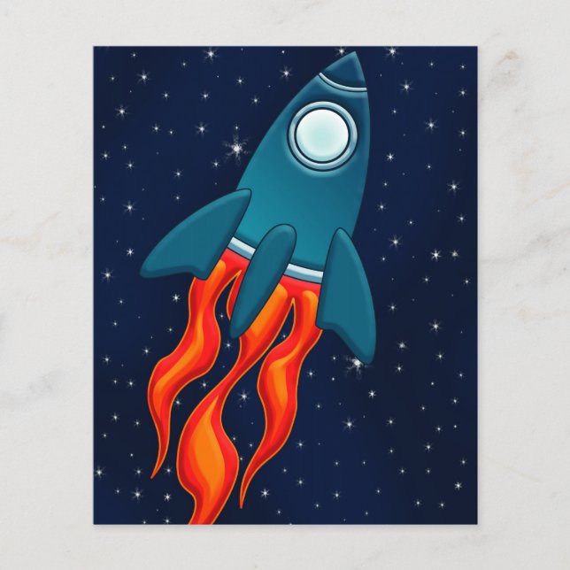 Cute Space Rocket and Outer Space Design Flyer (Front)