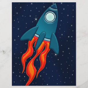 Cute Space Rocket and Outer Space Design Flyer