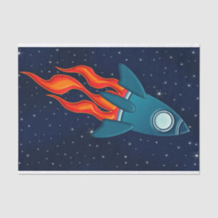 Cute Space Rocket and Outer Space Design Tissue Paper