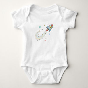 Cute Space Rocket Baby Bodysuit – Pastel Galaxy St
