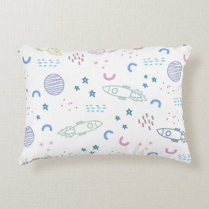 Cute Space Rockets Pattern Accent Pillow
