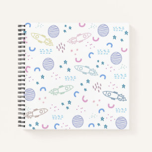 Cute Space Rockets Pattern Notebook