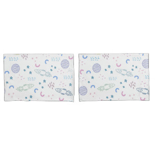 Cute Space Rockets Pattern Pillowcase