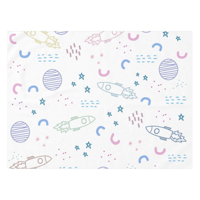 Cute Space Rockets Pattern | Tablecloth (Front (Horizontal))