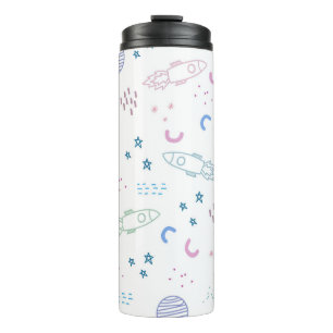 Cute Space Rockets Pattern   Thermal Tumbler
