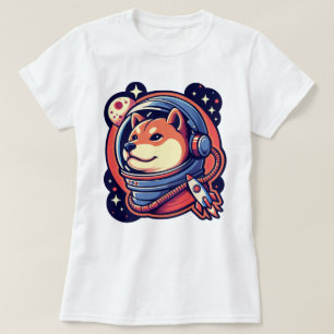 Cute Space Shiba Dog Helmet Rocket Art Design T-Shirt