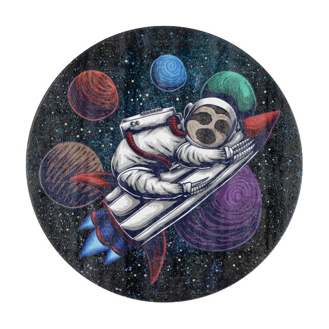 Cute Space Sloth Cutting Board (Front)