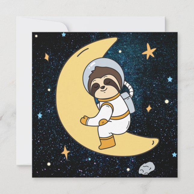 Cute Space Sloth Holiday Card (Front)
