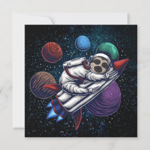 Cute Space Sloth Holiday Card