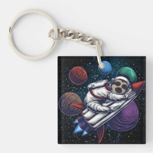 Cute Space Sloth Key Ring