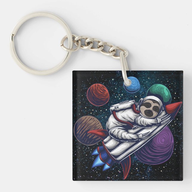 Cute Space Sloth Key Ring (Front)