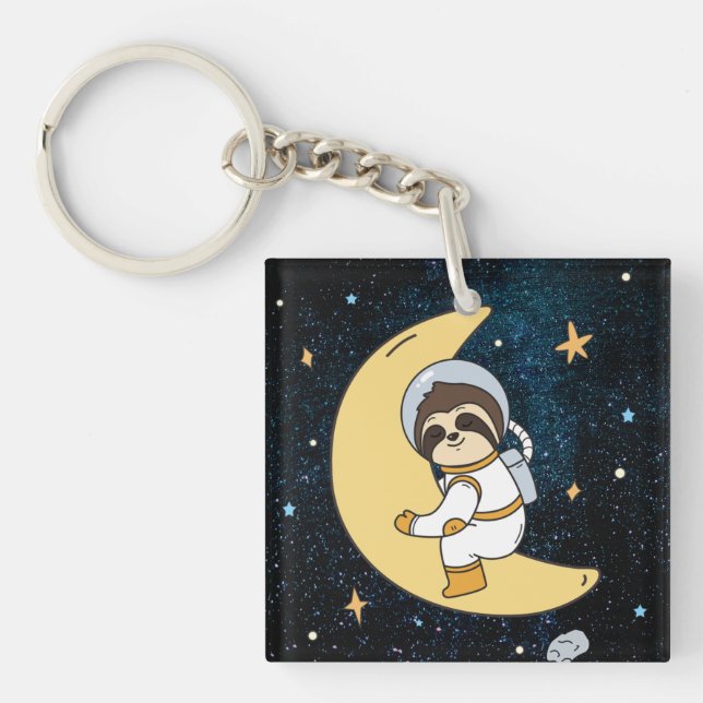 Cute Space Sloth Keychain (Front)