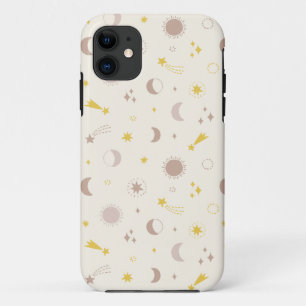 Cute Space Sun Moon and Stars on cream iPhone 11 Case