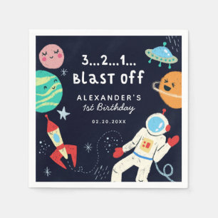 Cute Space Theme Birthday Party Napkin