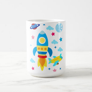 Cute Spacecraft Rocket Ships Pattern Coffee Mug