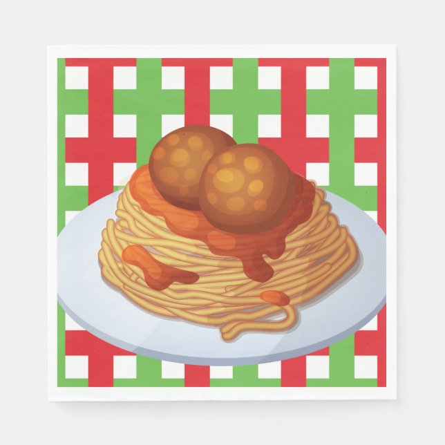 Cute spaghetti dinner party napkin (Front)