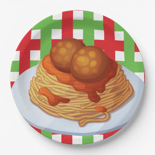 Cute spaghetti dinner party paper plate (Front)
