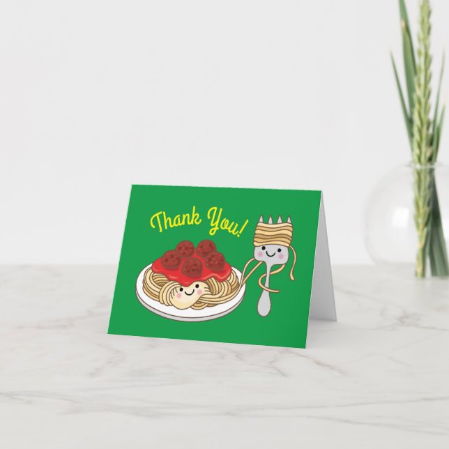 Cute Spaghetti Kids Birthday Party Kawaii Card (Front)