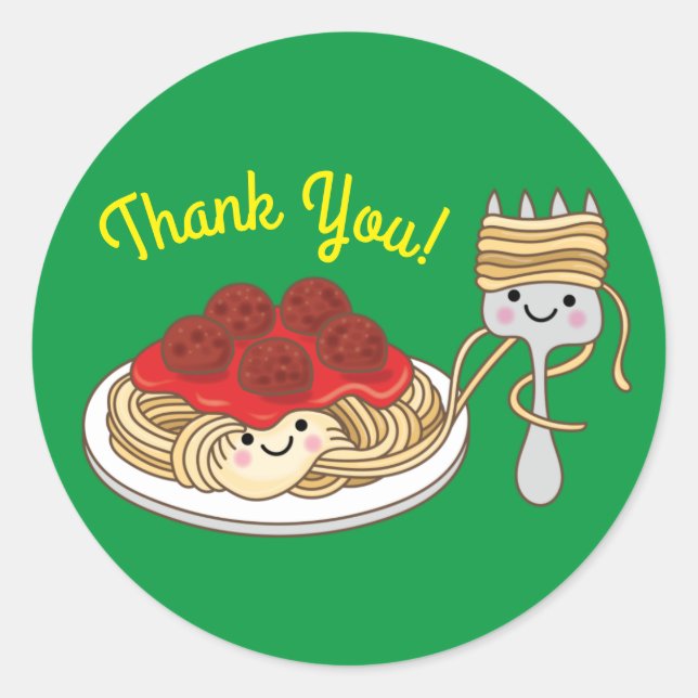 Cute Spaghetti Kids Birthday Party Kawaii Classic Round Sticker (Front)