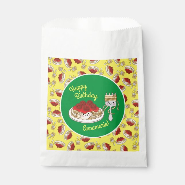 Cute Spaghetti Kids Birthday Party Kawaii Favour Bags (Front)