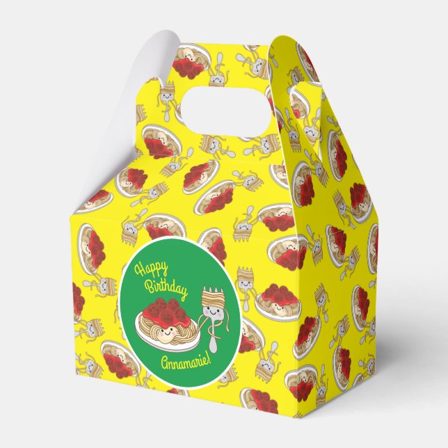 Cute Spaghetti Kids Birthday Party Kawaii Favour Box (Front Side)