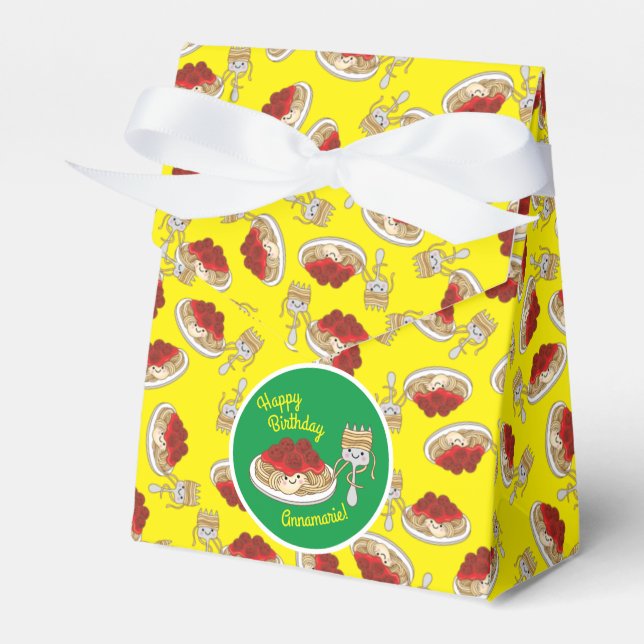 Cute Spaghetti Kids Birthday Party Kawaii Favour Box (Front Side)