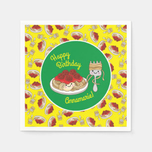 Cute Spaghetti Kids Birthday Party Kawaii Napkin