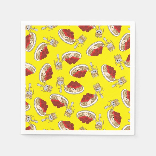 Cute Spaghetti Kids Birthday Party Kawaii Napkin (Front)