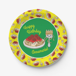 Cute Spaghetti Kids Birthday Party Kawaii Paper Plate