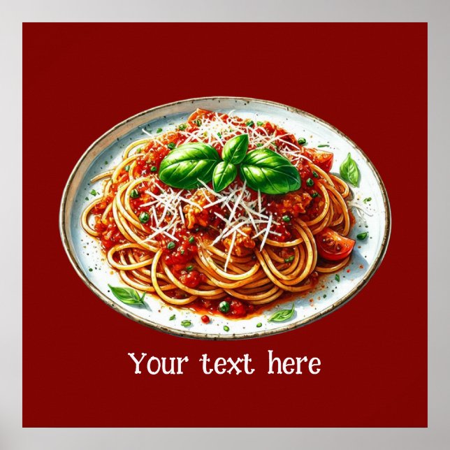 Cute spaghetti lovers Italian food customise poste Poster (Front)
