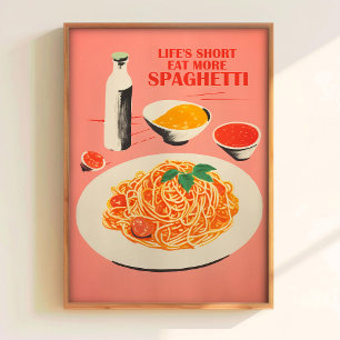 Cute Spaghetti Wall Print Retro Kitchen Wall Art  