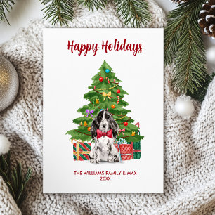 Cute Spaniel Dog Family Christmas Holiday Card