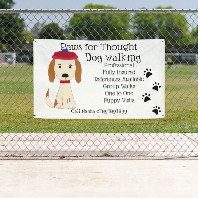 Cute Spaniel Dog Walking Grooming Business Banner (Insitu)