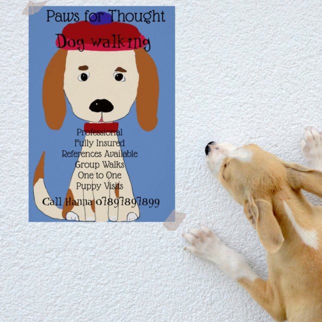 Cute Spaniel Dog Walking Grooming Business Poster (Creator Uploaded)