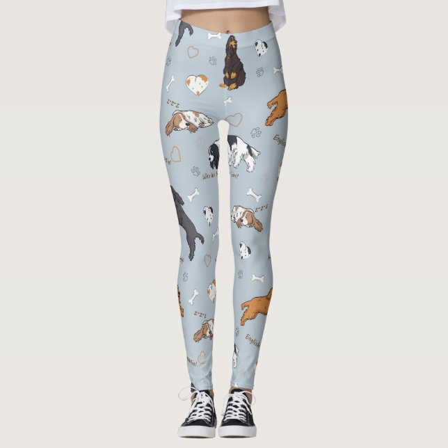 Cute Spaniels dogs pattern Leggings (Front)