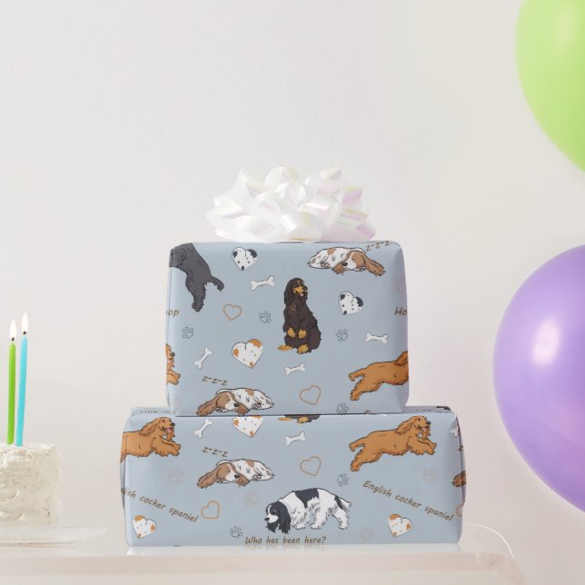 Cute Spaniels dogs pattern Wrapping Paper (Party Gifts)