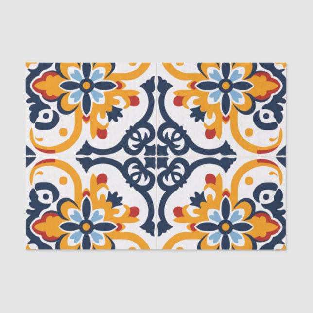 Cute Spanish tile pattern decoupage  Tissue Paper (Front)