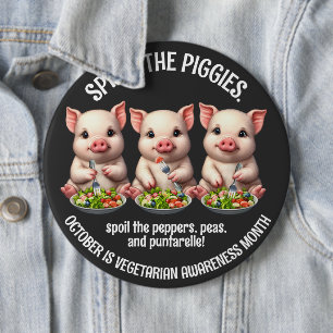 Cute Spare the Piggies Eating Salads 6 Cm Round Badge