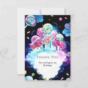 Cute Sparkling Candyland Birthday Thank You Card