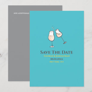 Cute sparkling wine glasses doodle pastel save the date