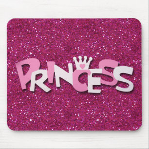 Cute Sparkly Hot Pink Princess Glitter Mouse Mat