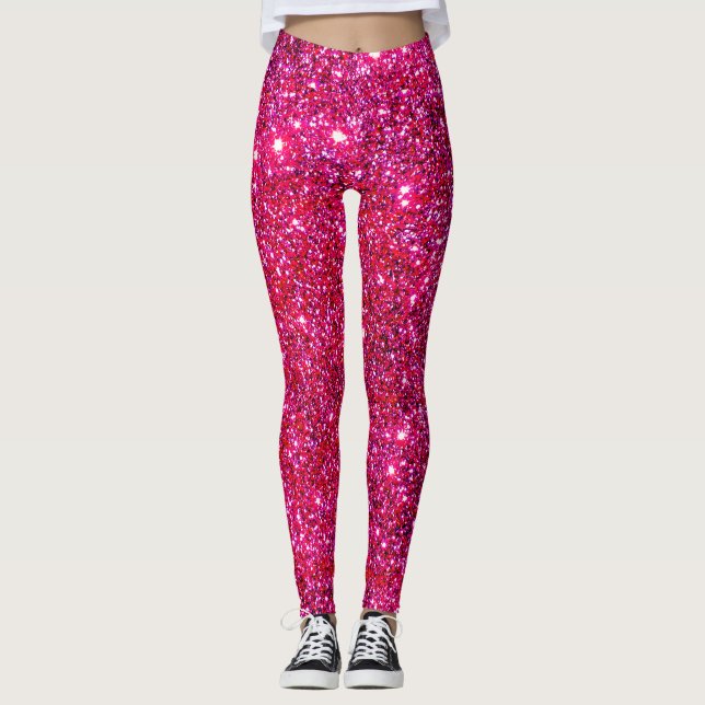 Cute Sparkly Pink Leggings Fashion Trendy Fun (Front)