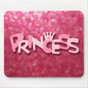 Cute Sparkly Pink Princess Bokeh Mouse Mat