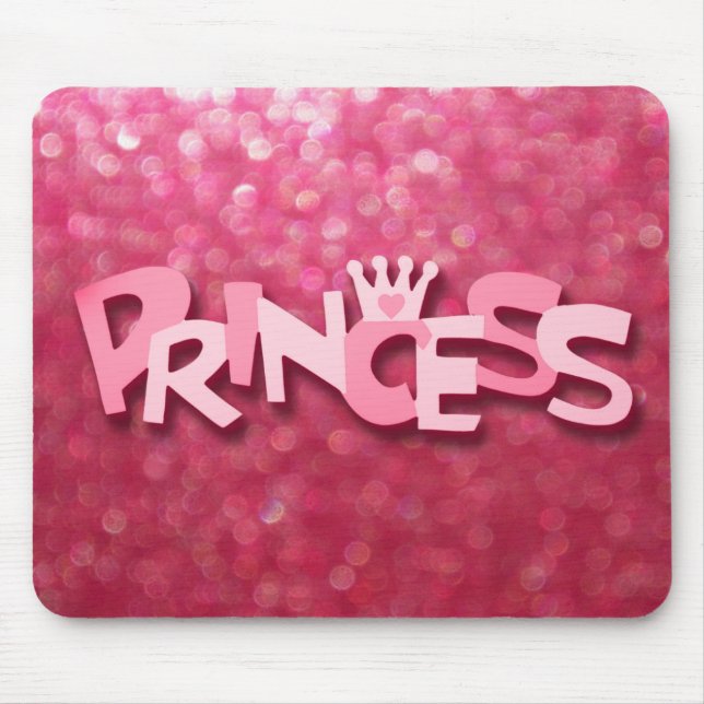 Cute Sparkly Pink Princess Bokeh Mouse Mat (Front)